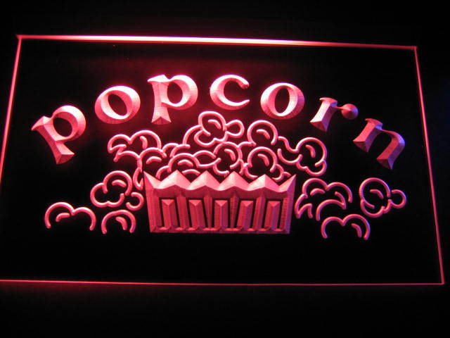Popcorn Movies Display Neon Light Sign Red